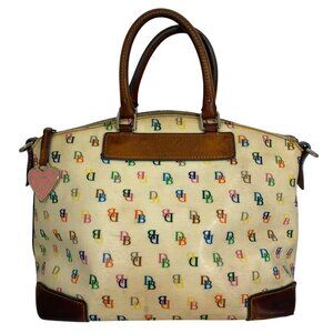 VTG Dooney Bourke Rainbow Signature Logo + Zipper Hand Bag + Charm - NO STRAP